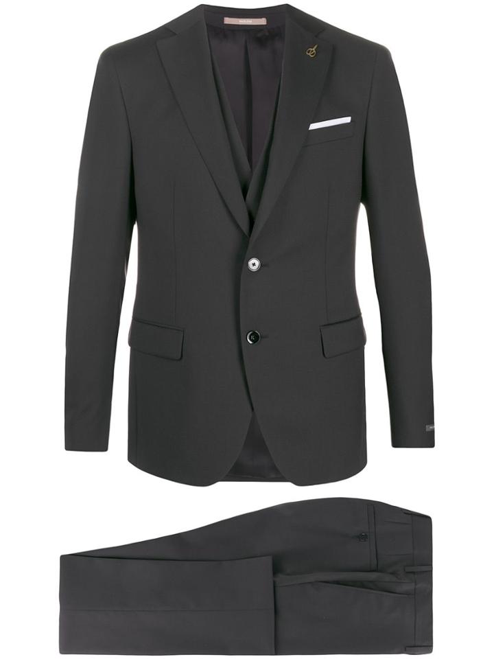 Paoloni Three-piece Formal Suit - Black