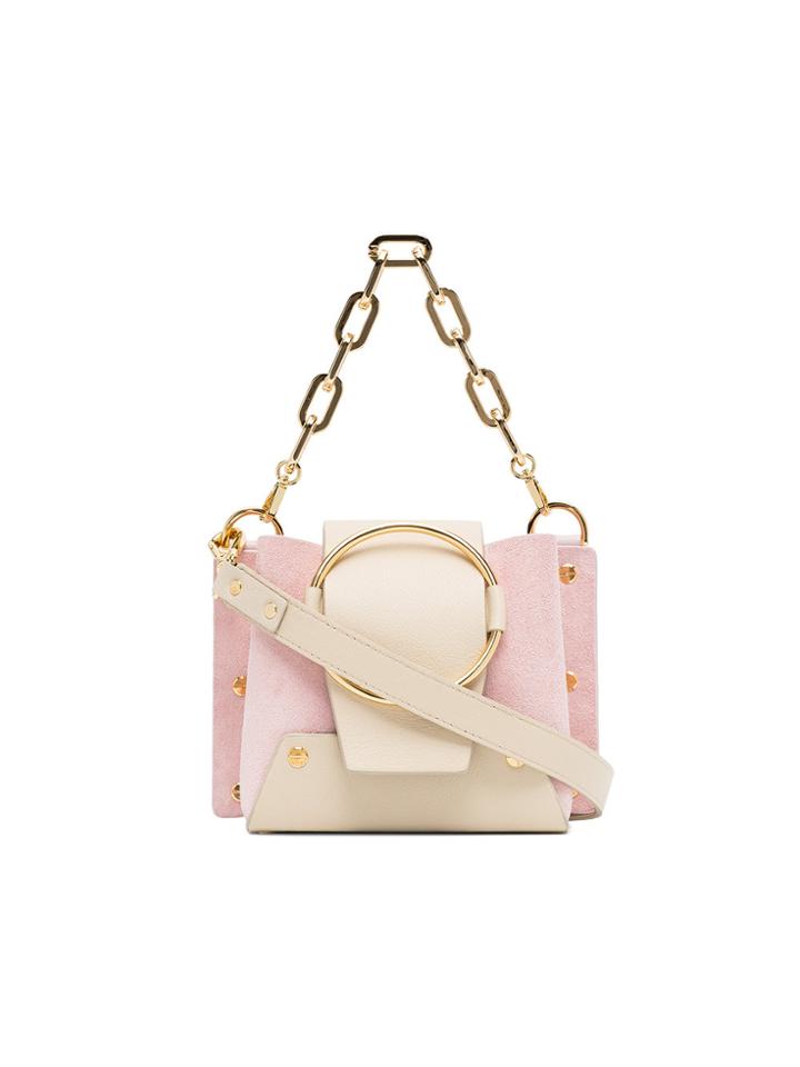 Yuzefi Nude And Pink Delila Mini Leather And Suede Cross-body Bag -