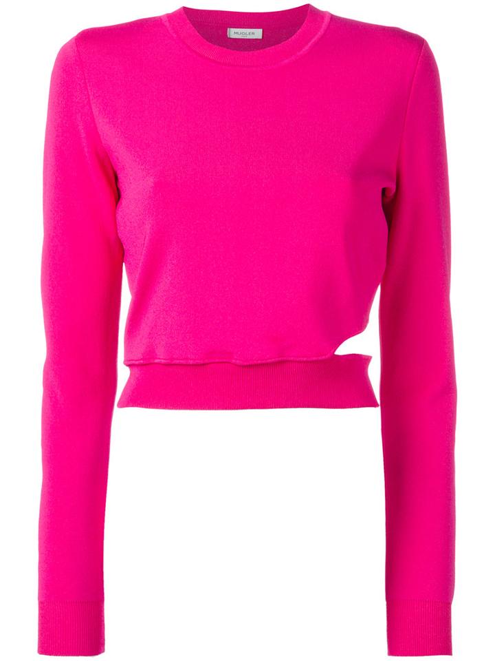 Mugler - Cut-out Jumper - Women - Polyamide/spandex/elastane/viscose - 36, Pink/purple, Polyamide/spandex/elastane/viscose