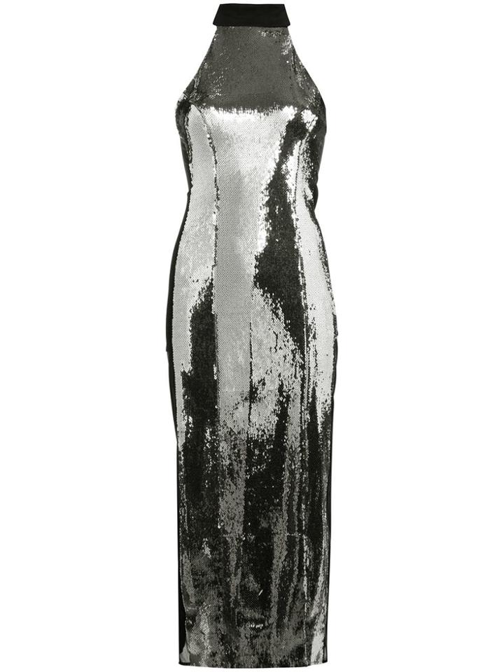 Galvan Metallic Fitted Midi Dress