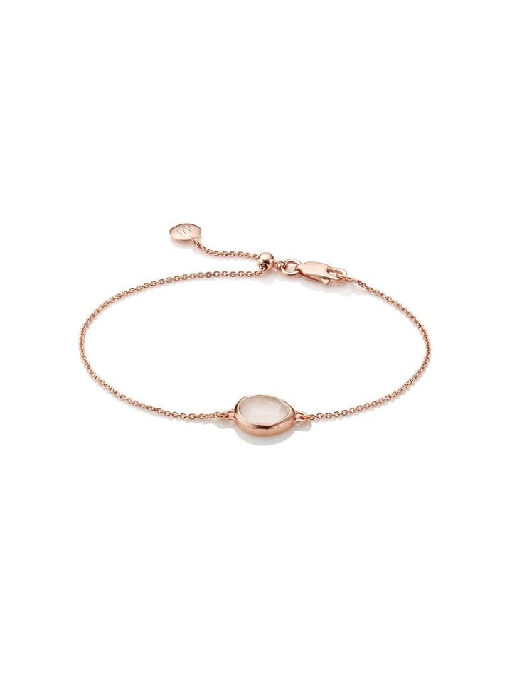 Monica Vinader Rp Siren Fine Chain Rose Quartz Bracelet - Metallic