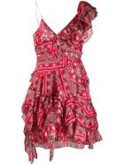 Isabel Marant Asymmetric Ruffle Dress - Red