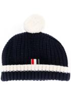 Thom Browne Ribbed Bobble Hat - Blue