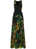 Alberta Ferretti Jungle Print Sleeveless Maxi Dress - Black
