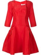 Carolina Herrera Scoop Neck Dress, Women's, Size: 8, Red, Silk