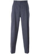 E. Tautz Pinstripe Trousers, Men's, Size: 30, Blue, Viscose/cotton/wool/silk