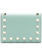 Valentino Rockstud French-flap Wallet - Green