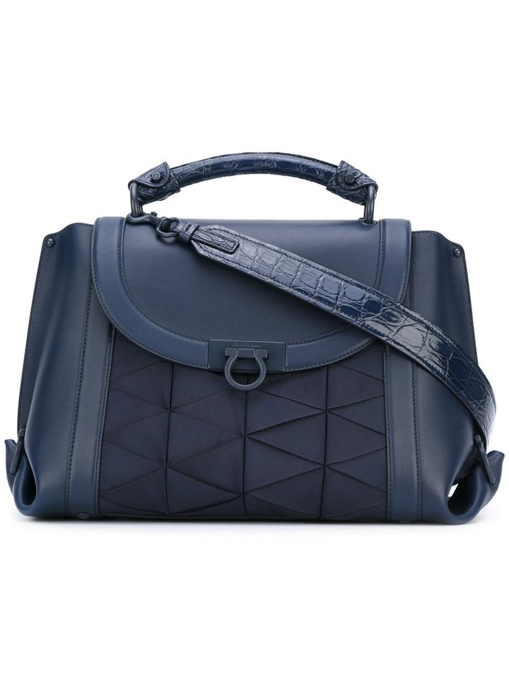 Salvatore Ferragamo - Triangle Panel Shoulder Bag - Women - Leather - One Size, Women's, Blue, Leather