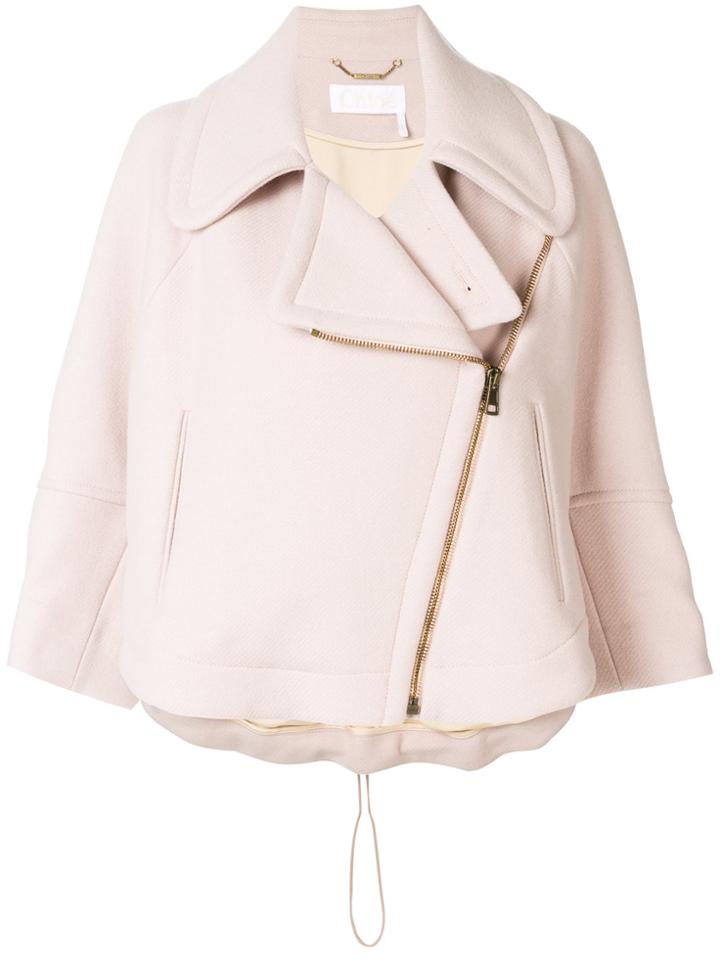 Chloé Zipped Moto Jacket - Pink & Purple