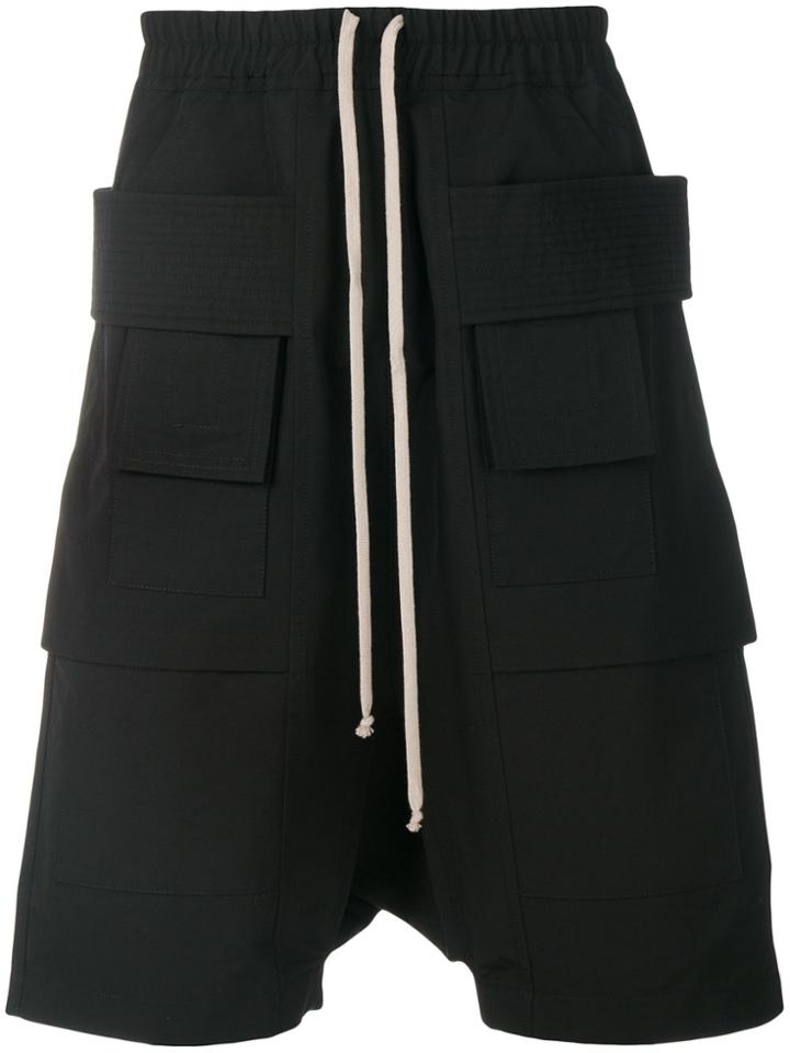 Rick Owens Drkshdw Dropped Crotch Cargo Shorts - Black