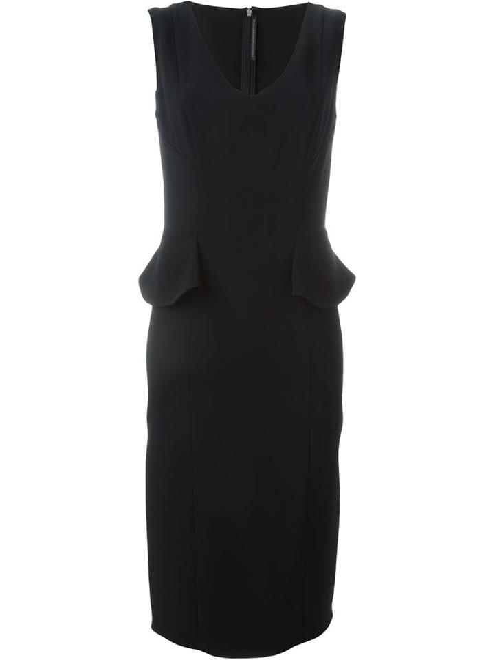 Ermanno Scervino Side Ruffle Dress, Women's, Size: 44, Black, Acetate/viscose/spandex/elastane