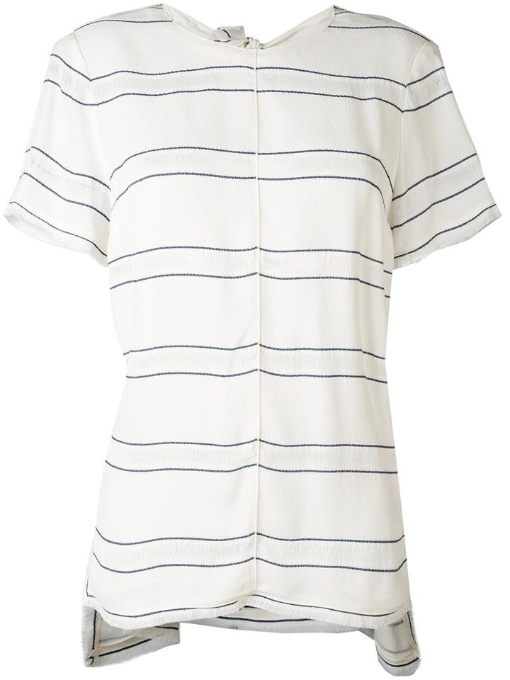 Proenza Schouler - Striped Top - Women - Silk/acetate/viscose - 4, White, Silk/acetate/viscose