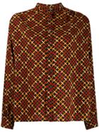 Yves Saint Laurent Pre-owned Checked Band Collar Blouse - Red