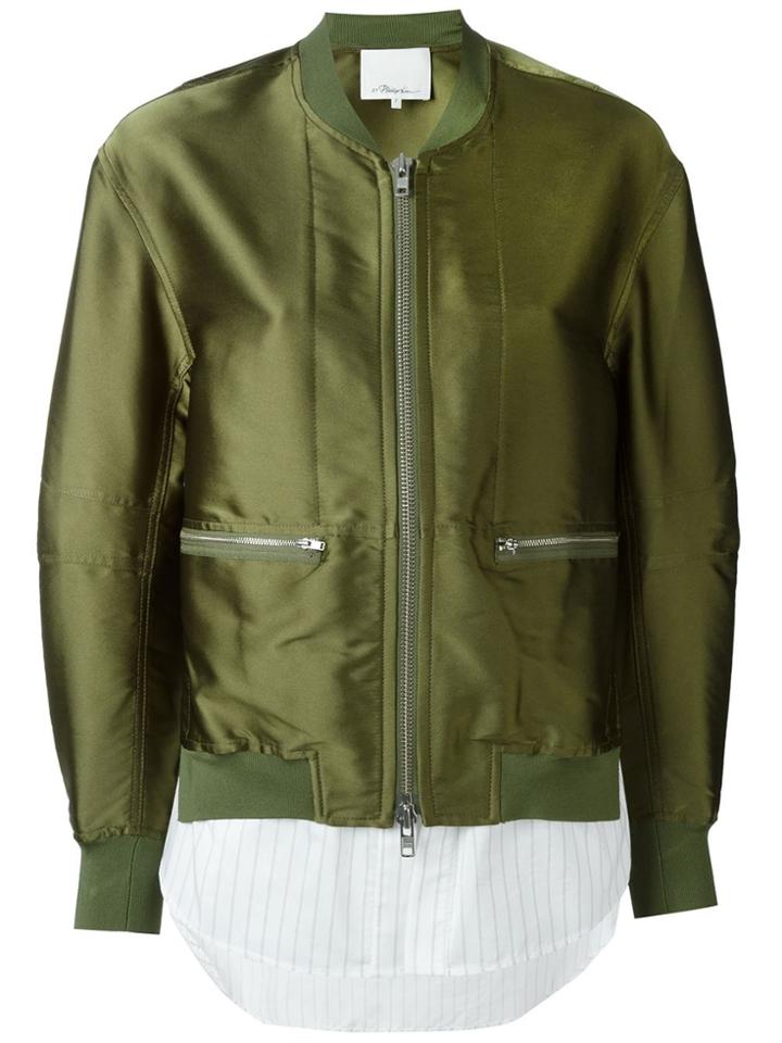 3.1 Phillip Lim Trompe-l'oeil Bomber Jacket - Green