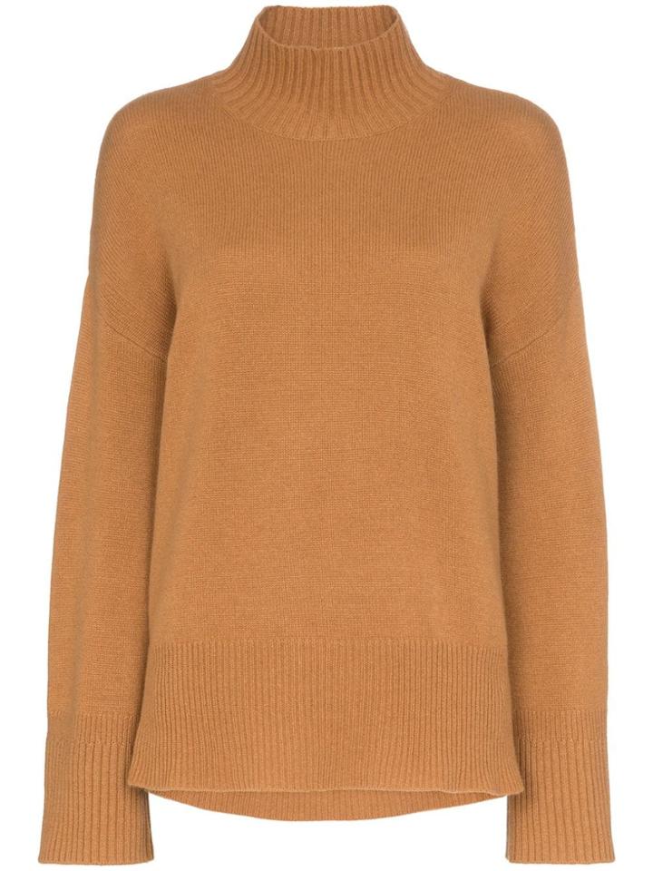Frame High Low Turtleneck Jumper - Brown