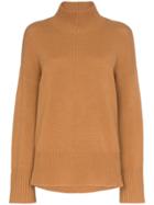 Frame High Low Turtleneck Jumper - Brown