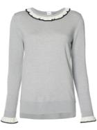 Adam Lippes Ruffle Neck And Cuff Sweater, Women's, Size: Large, Grey, Wool