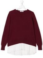Dondup Kids Teen Pleated Trim Knitted Top - Red
