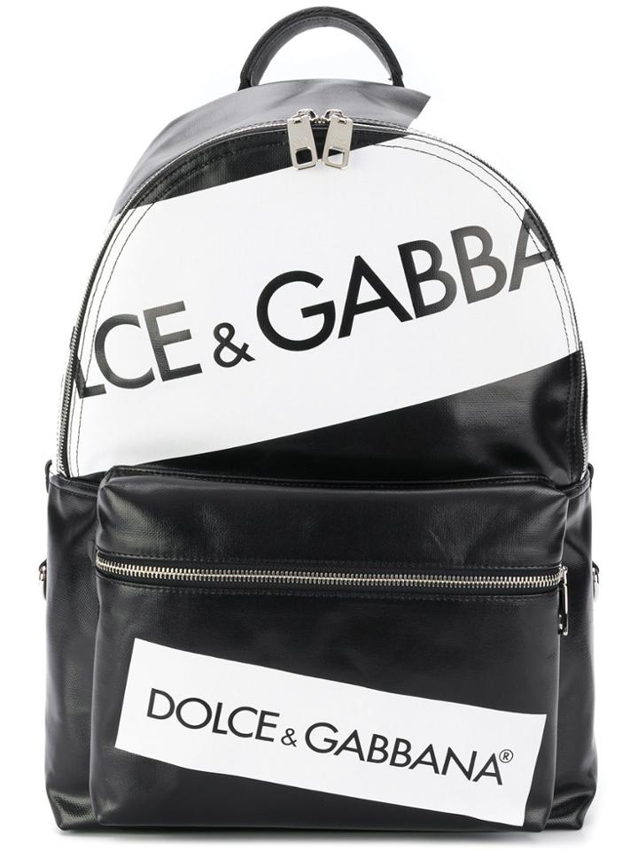Dolce & Gabbana Logo Panelled Backpack - Black
