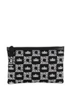 Dolce & Gabbana Logo & Crown Print Pouch - Black
