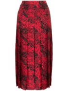 Gucci Tiger Print Pleated Skirt - Red