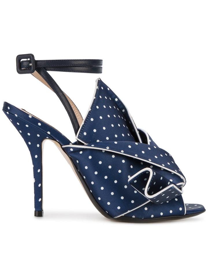 No21 Navy Polka Dot Satin 110 Sandals - Blue