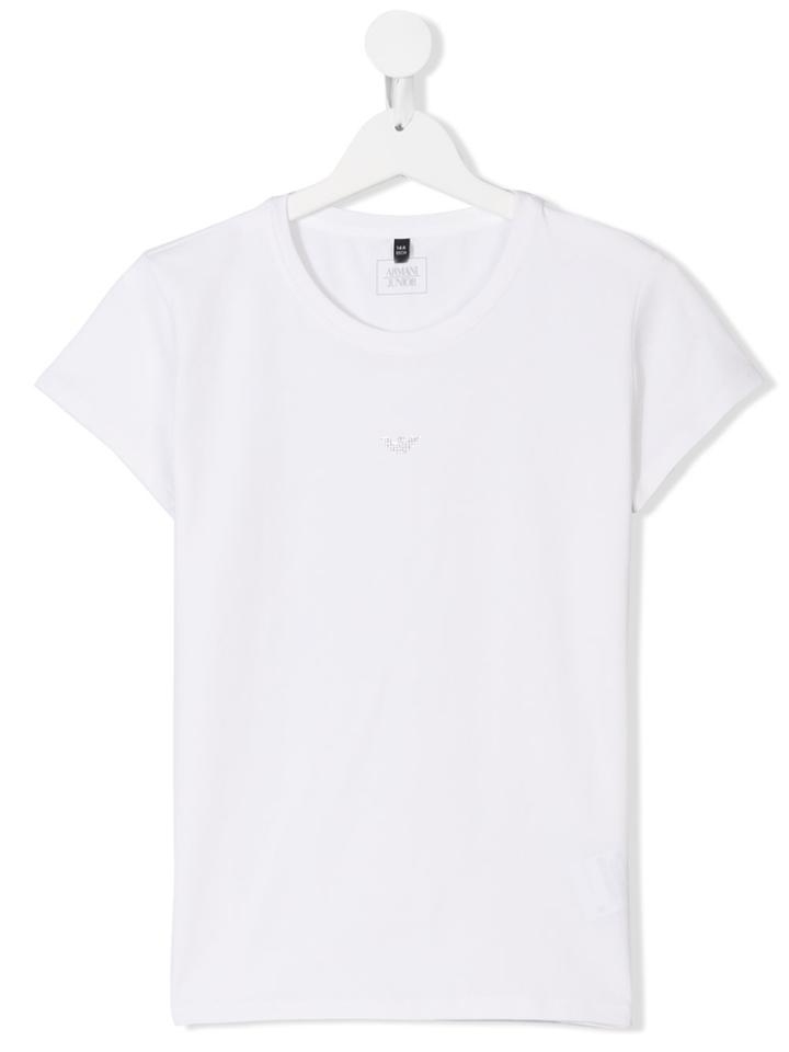 Armani Junior Logo Appliqué T-shirt - White