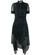 Coach Floral Check Panel Long Dress - Blue