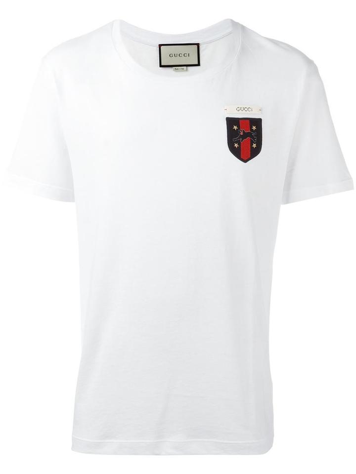 Gucci Emblem Patch T-shirt, Size: Large, White, Cotton