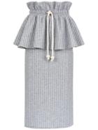 Framed Melange Midi Skirt - Grey