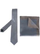 Lanvin Stitched Panel Tie And Pocket Square Set