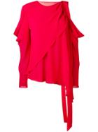 La Mania Cut-out Shoulder Blouse - Red