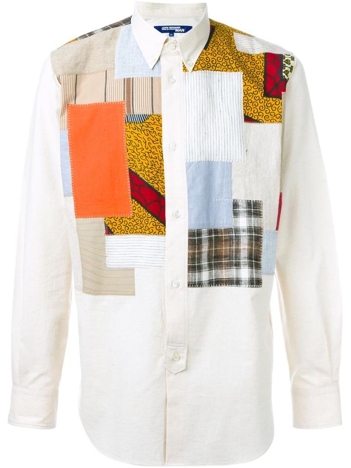 Junya Watanabe Comme Des Garçons Man Patchwork Shirt, Men's, Size: L, Nude/neutrals, Cotton/linen/flax