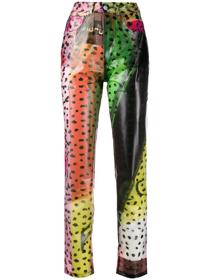 Fiorucci Tara Leopard Print Straight Trousers - Green