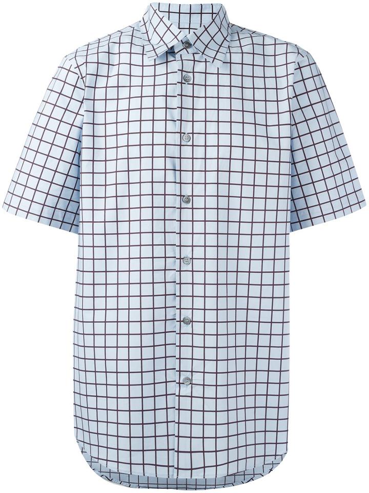 Marni - Grid Print Shirt - Men - Cotton - 52, Blue, Cotton