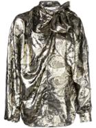 Oscar De La Renta Bow Embellished Blouse - Gold