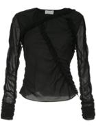 3.1 Phillip Lim Ruched Ruffle Blouse - Black