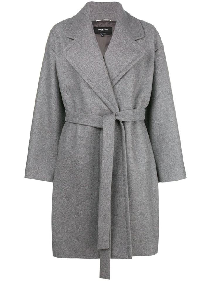 Rochas Belted Fitted Coat - Grey