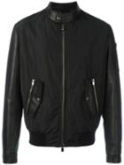 Drome Contrast Bomber Jacket, Men's, Size: Large, Black, Cotton/leather/polyamide/viscose