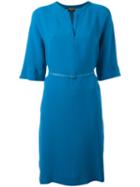 Loro Piana Belted Dress, Women's, Size: Medium, Blue, Leather/silk