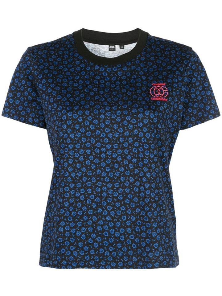 Opening Ceremony Floral Print Logo T-shirt - Black