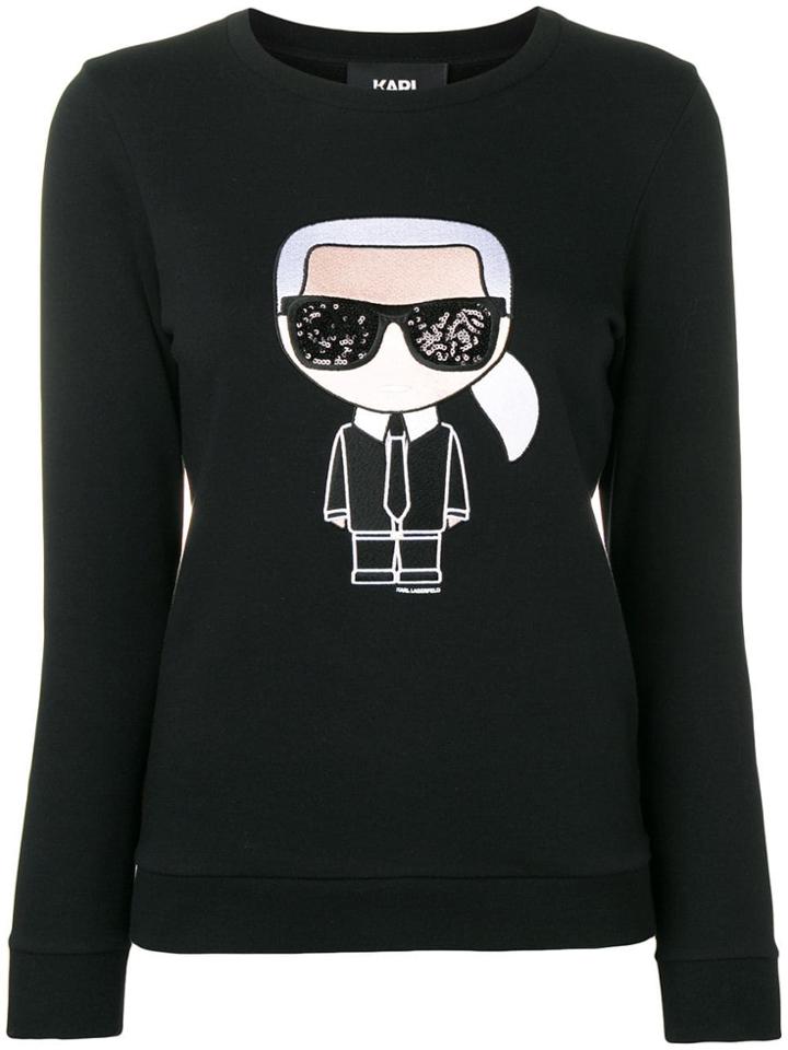 Karl Lagerfeld Embroidered Logo Jumper - Black