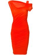 Msgm Ruched Midi Dress - Orange