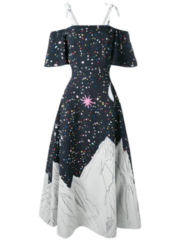 Reemami - Mountain Print Flared Dress - Women - Cotton - S, Women's, Black, Cotton