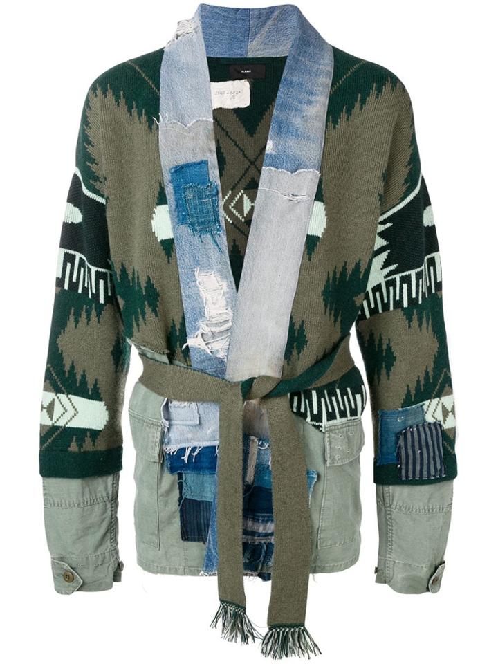 Alanui Patched Knitted Cardigan - Green