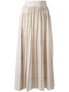 Dkny Pleated Maxi Skirt, Women's, Size: Small, Nude/neutrals, Nylon/cotton/spandex/elastane