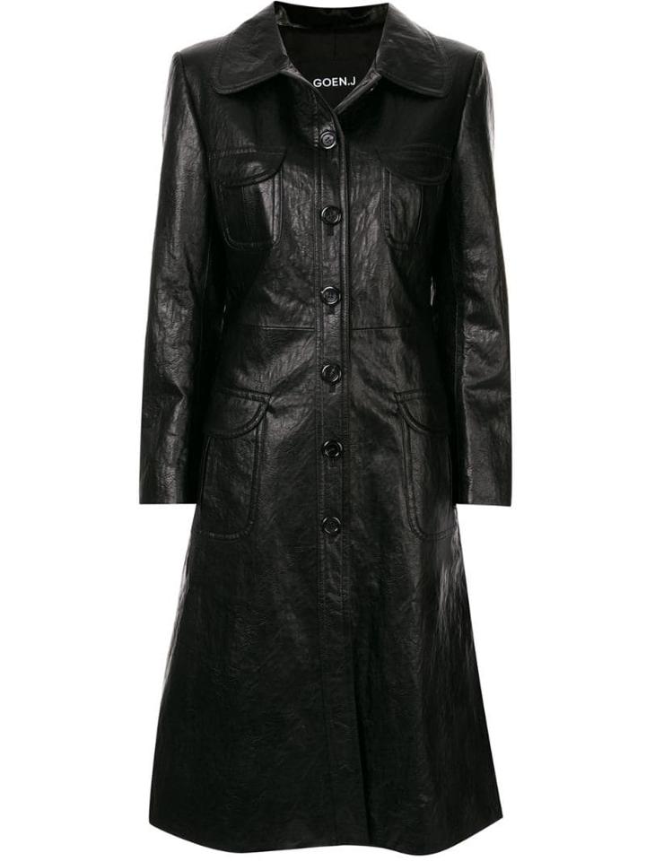Goen.j Geiza Vegan Leather Coat - Black