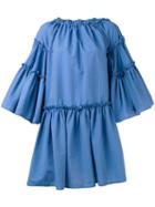 Msgm - Seersucker Layering Dress - Women - Cotton/polyester - 40, Blue, Cotton/polyester