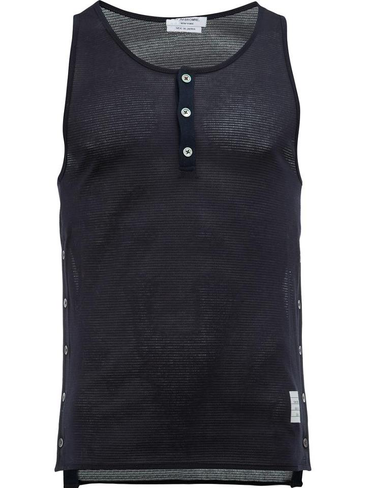 Thom Browne Sheer Tank, Men's, Size: 1, Blue, Cotton