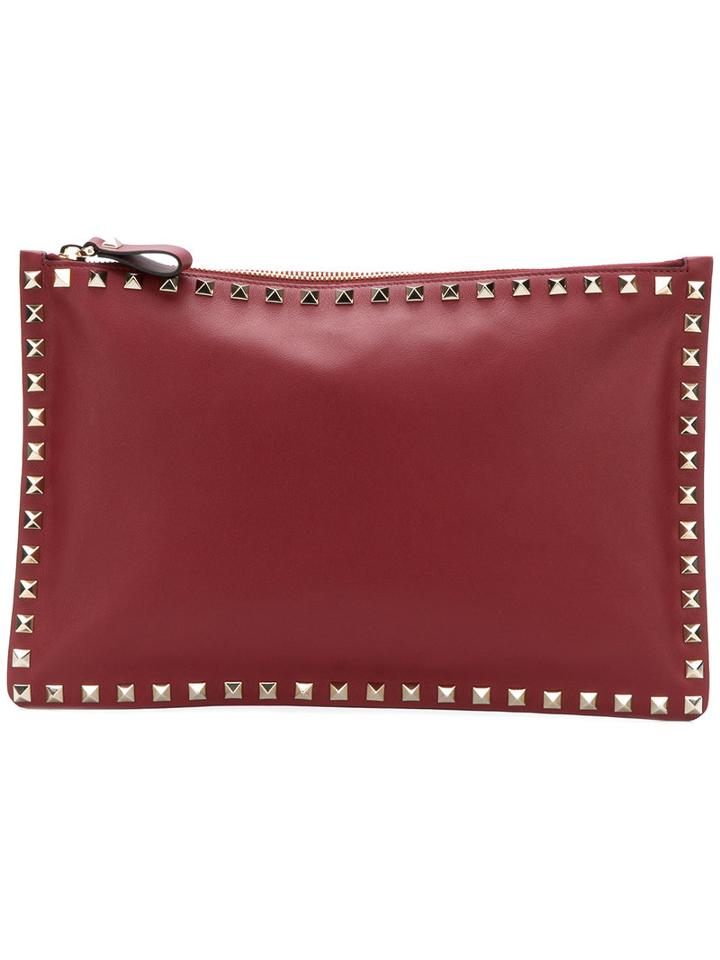 Valentino - Valentino Garavani Rockstud Clutch - Women - Leather/metal - One Size, Pink/purple, Leather/metal